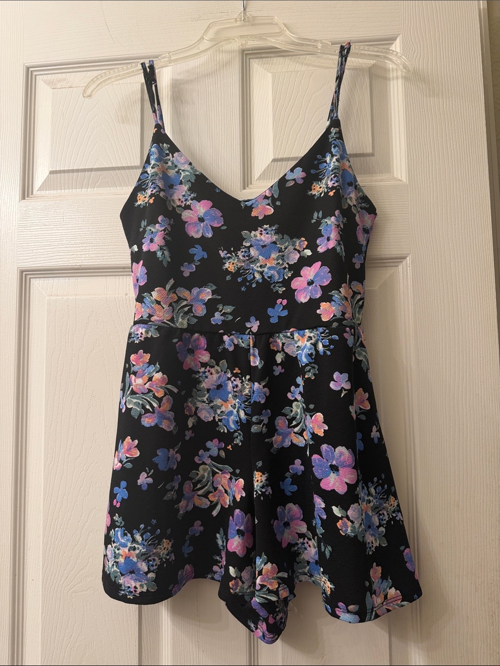 Derek Heart Black Floral V-Neck Spaghetti-Strap Romper
